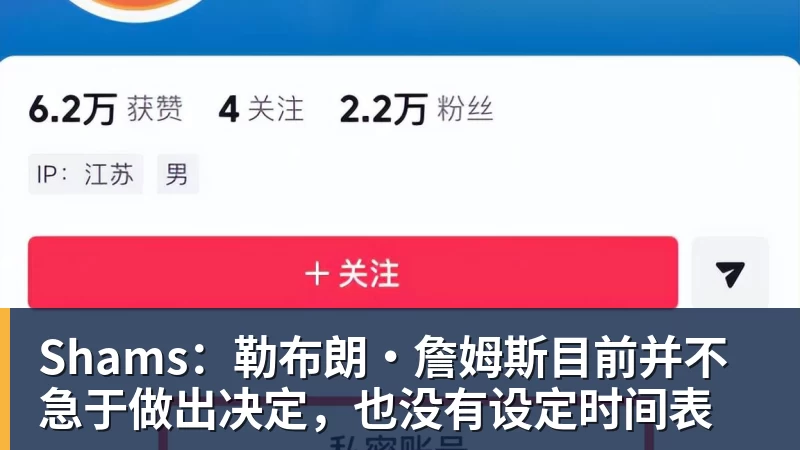 Shams：勒布朗·詹姆斯目前并不急于做出决定，也没有设定时间表